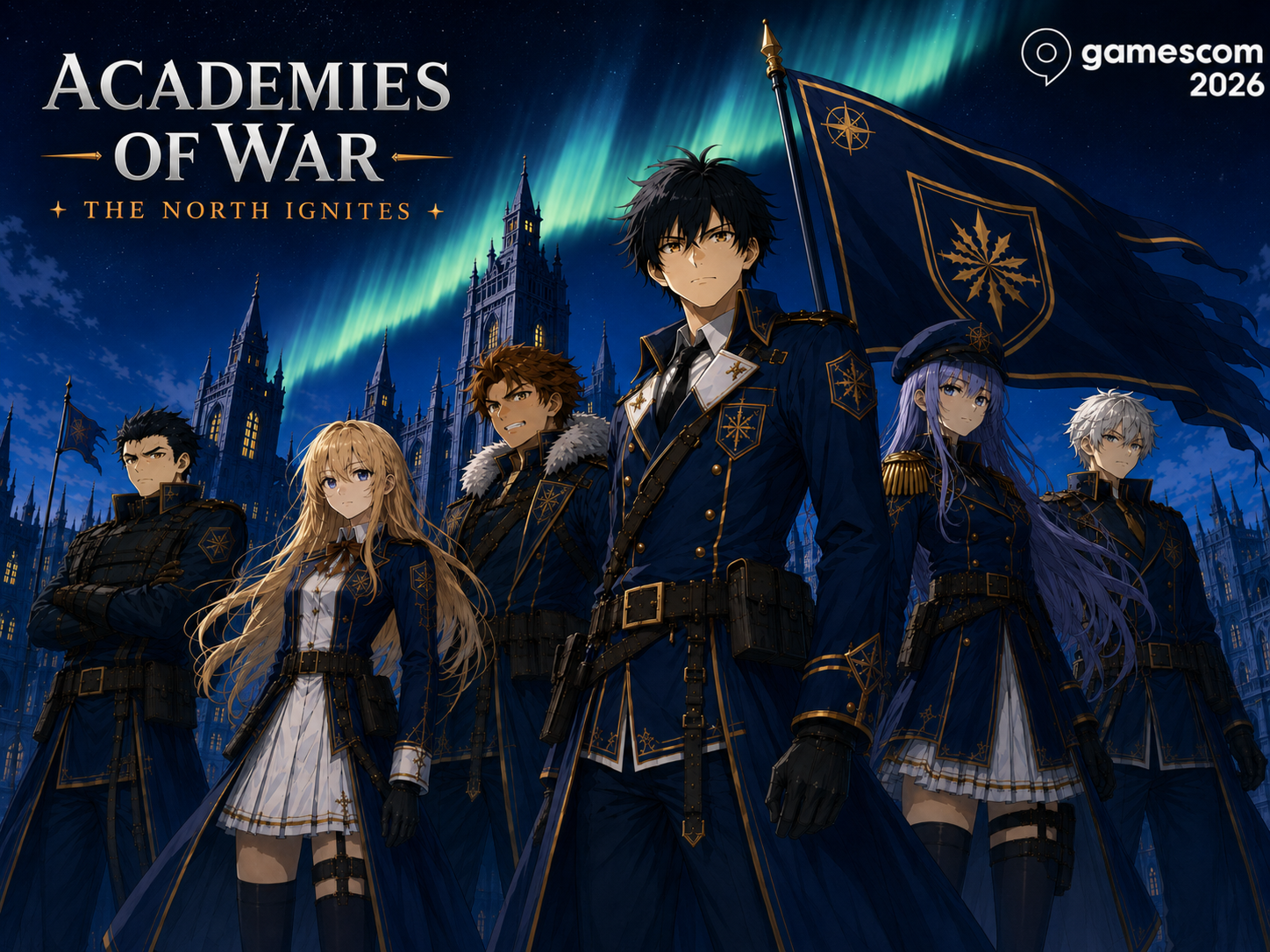 Academies of War promotional cast artwork for Gamescom 2026